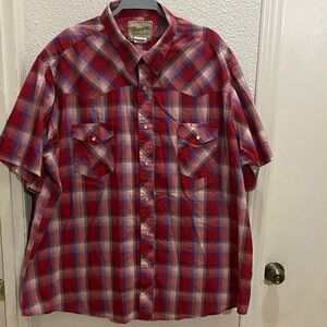 Wrangler Men's Red and Blue Plaid Pearl snap 3X